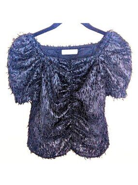 GIRL'S ZARA BLACK RUCHED TOP WITH FRINGES | SIZE 9